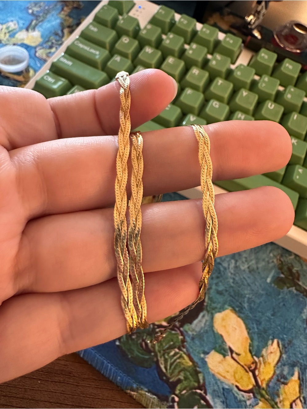 Leah Alexandra braided herringbone chain necklace 10k